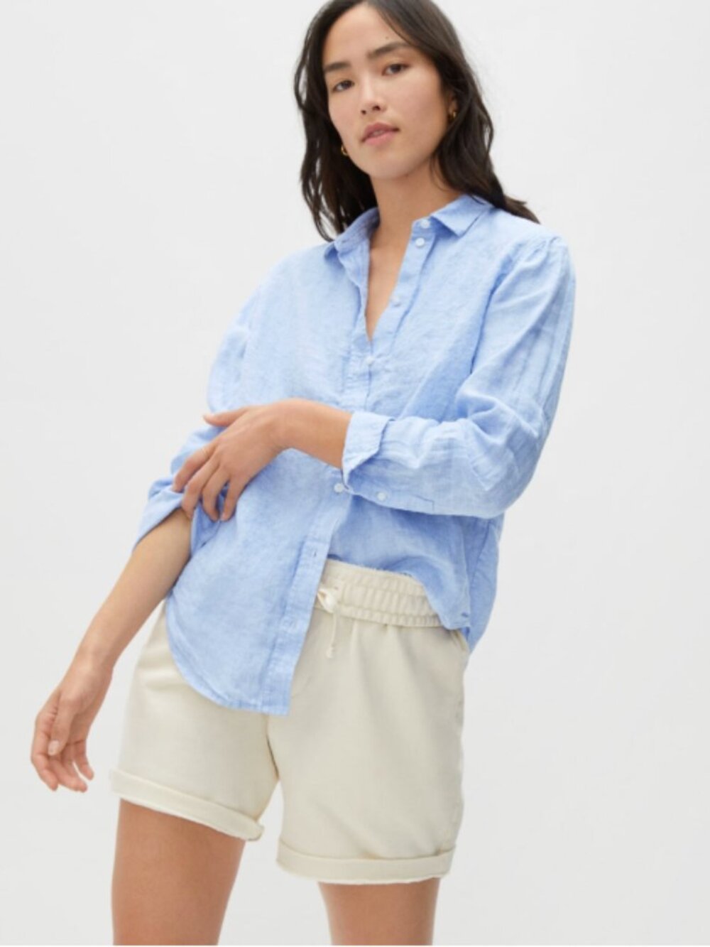 Everlane The Linen Relaxed Shirt - Classic Blue, Size 8